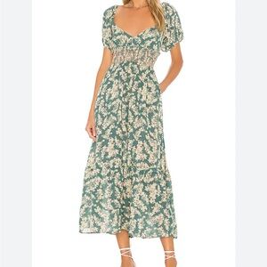 Free People Ellie Floral Green Maxi Dress‎